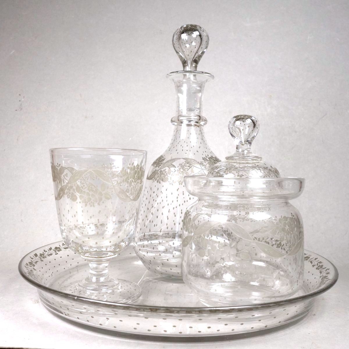 Baccarat 19th Century Engraved Crystal Night Service