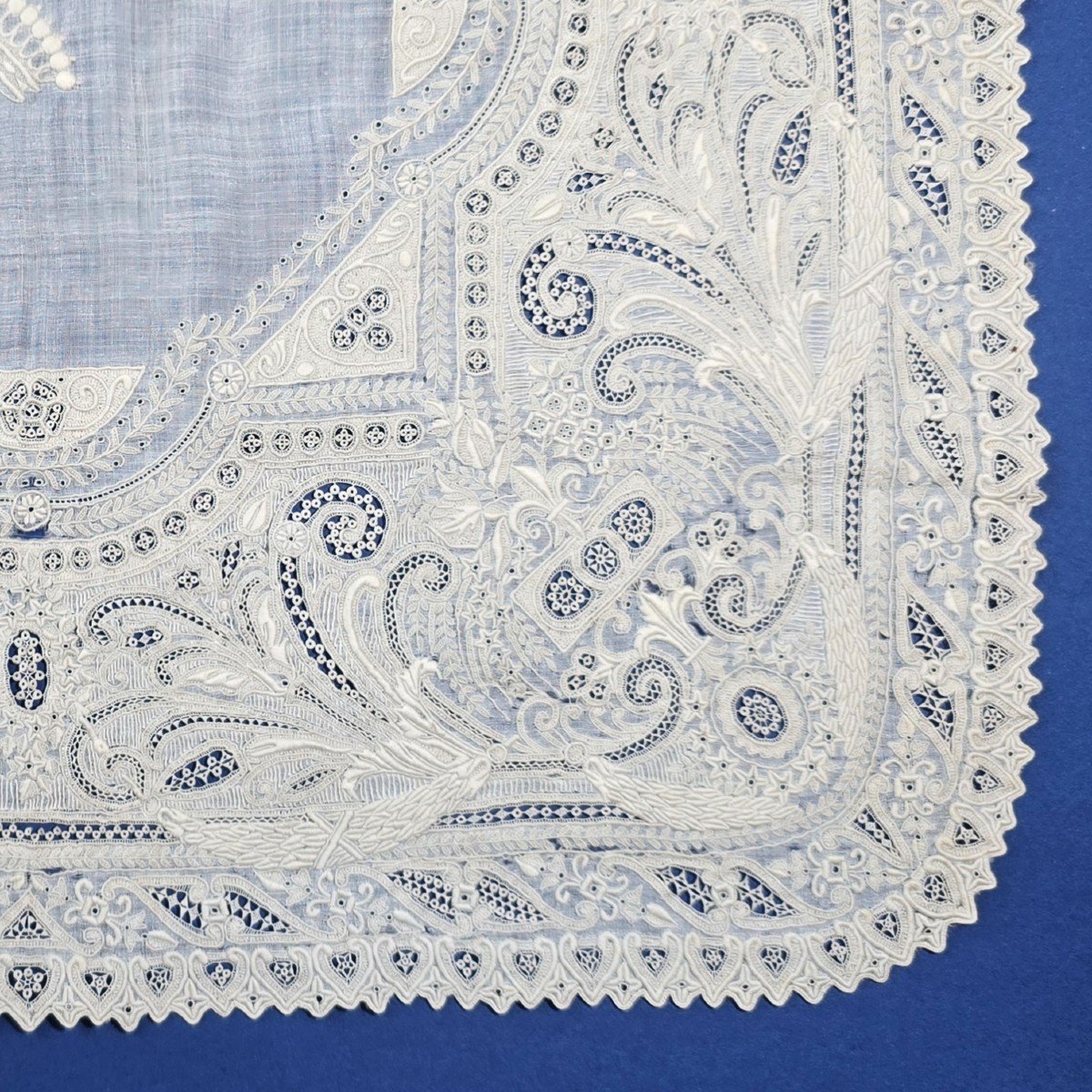 19th Century Count's Crown Wedding Handkerchief-photo-2