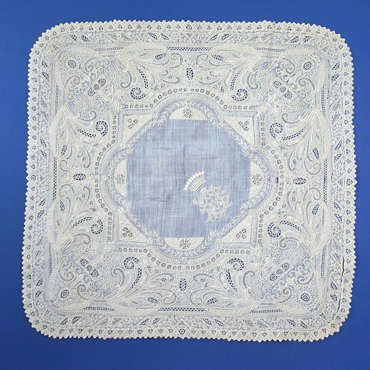 19th Century Count's Crown Wedding Handkerchief