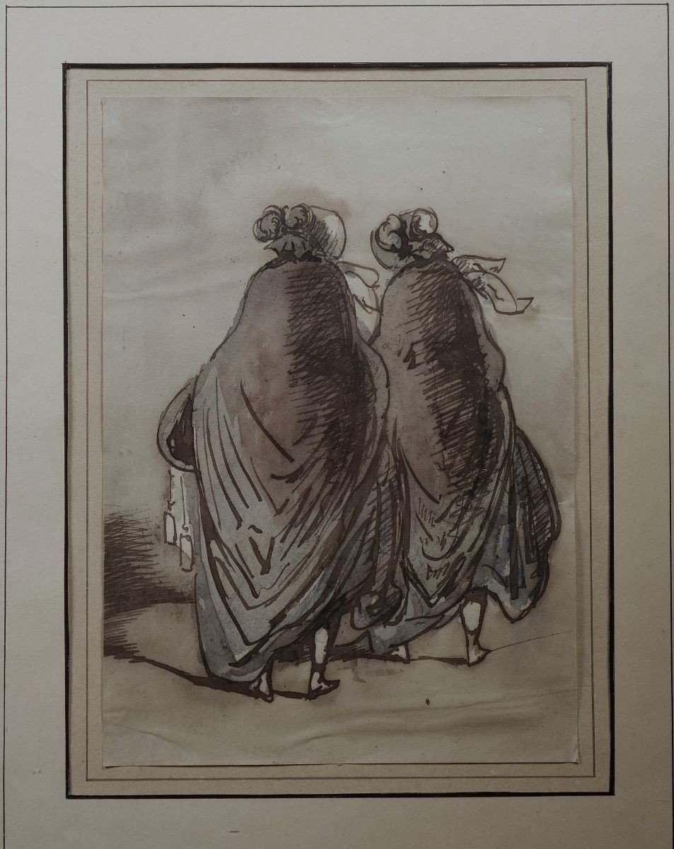 Constantin Guys Two Women From Behind Wash 19th Century-photo-2