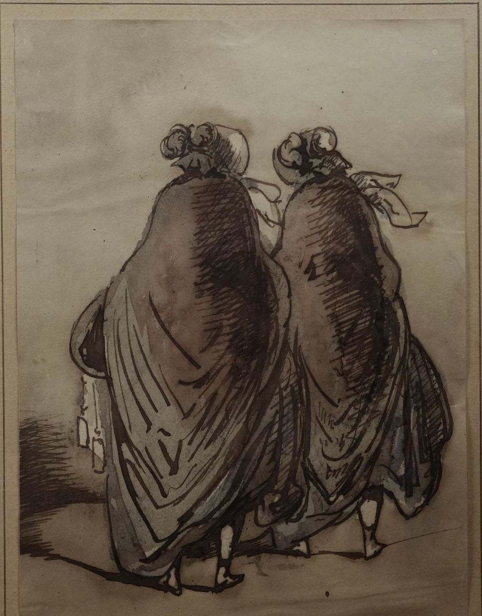 Constantin Guys Two Women From Behind Wash 19th Century-photo-3