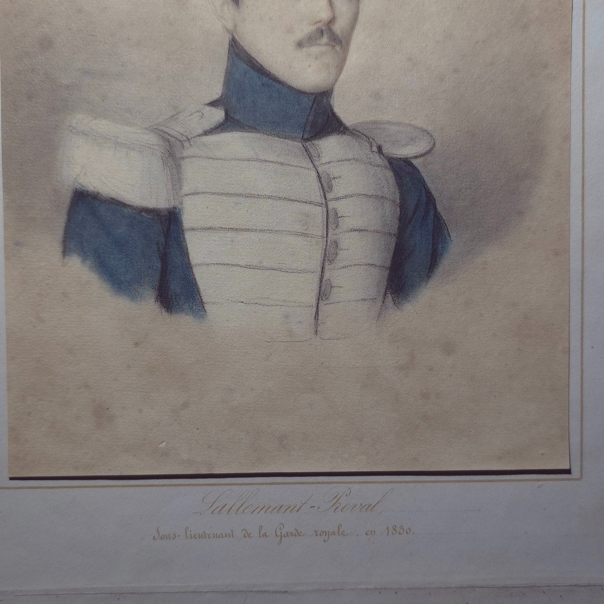 Lieutenant Pieval Garde Royale 1830 Portrait Dessin-photo-2