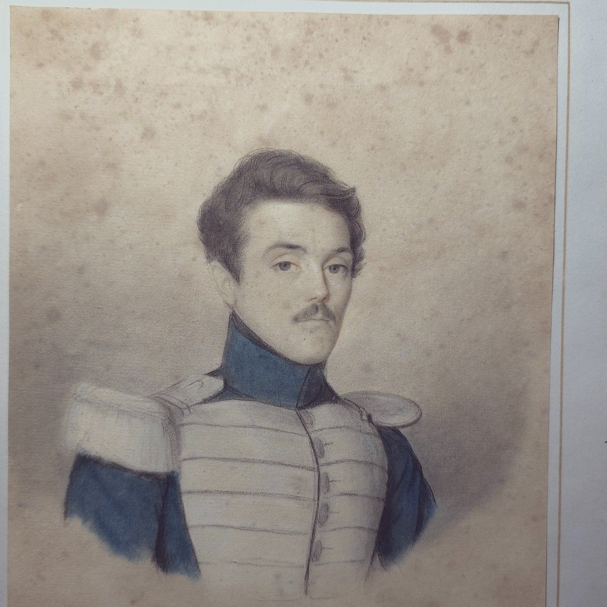 Lieutenant Pieval Garde Royale 1830 Portrait Dessin-photo-3