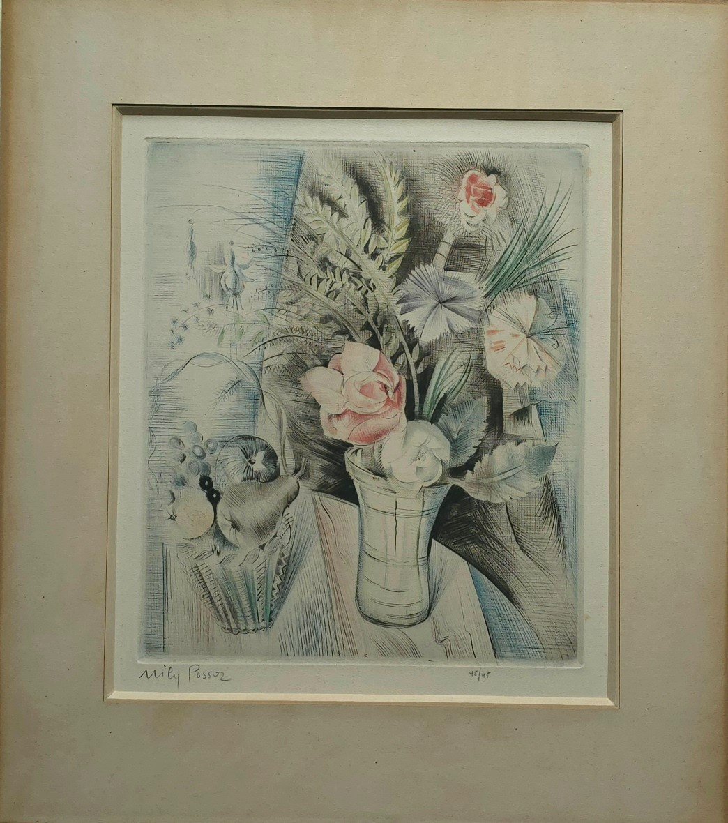 Emilia Possoz (1888_1968) Bouquet Of Flowers Numbered Print -photo-2