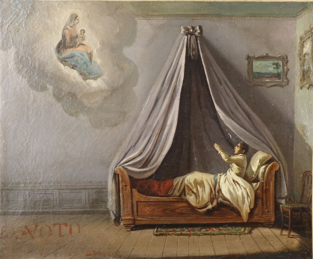 Ex-voto XIXe à La Vierge Circa 1830 