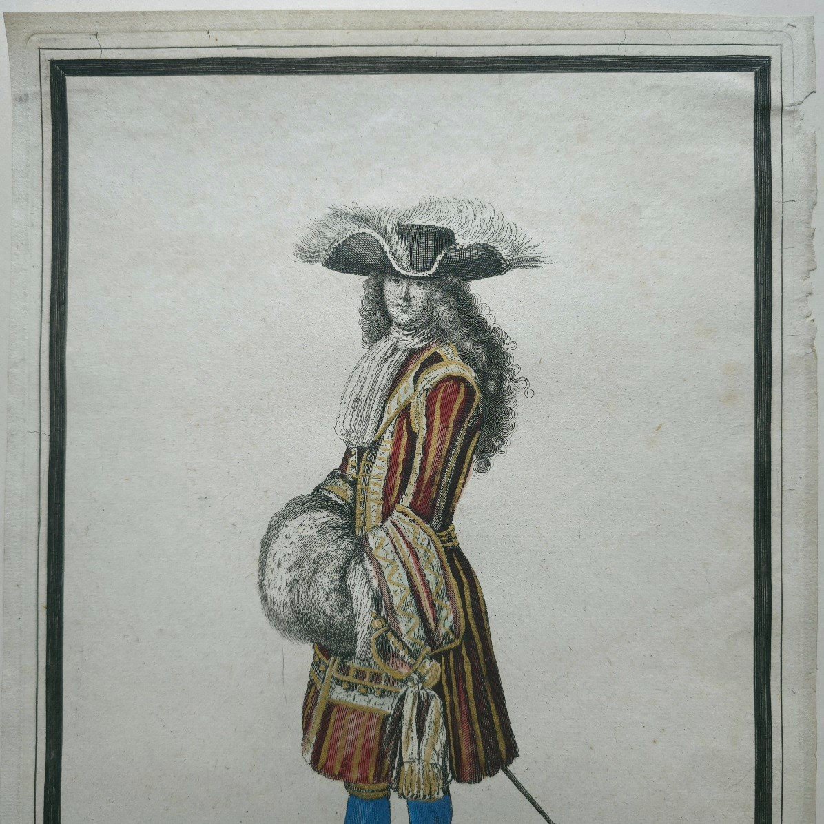 Gravure De Mode XVIIe Homme De Qualité Habit Galonné De Saint Jean 1693-photo-2