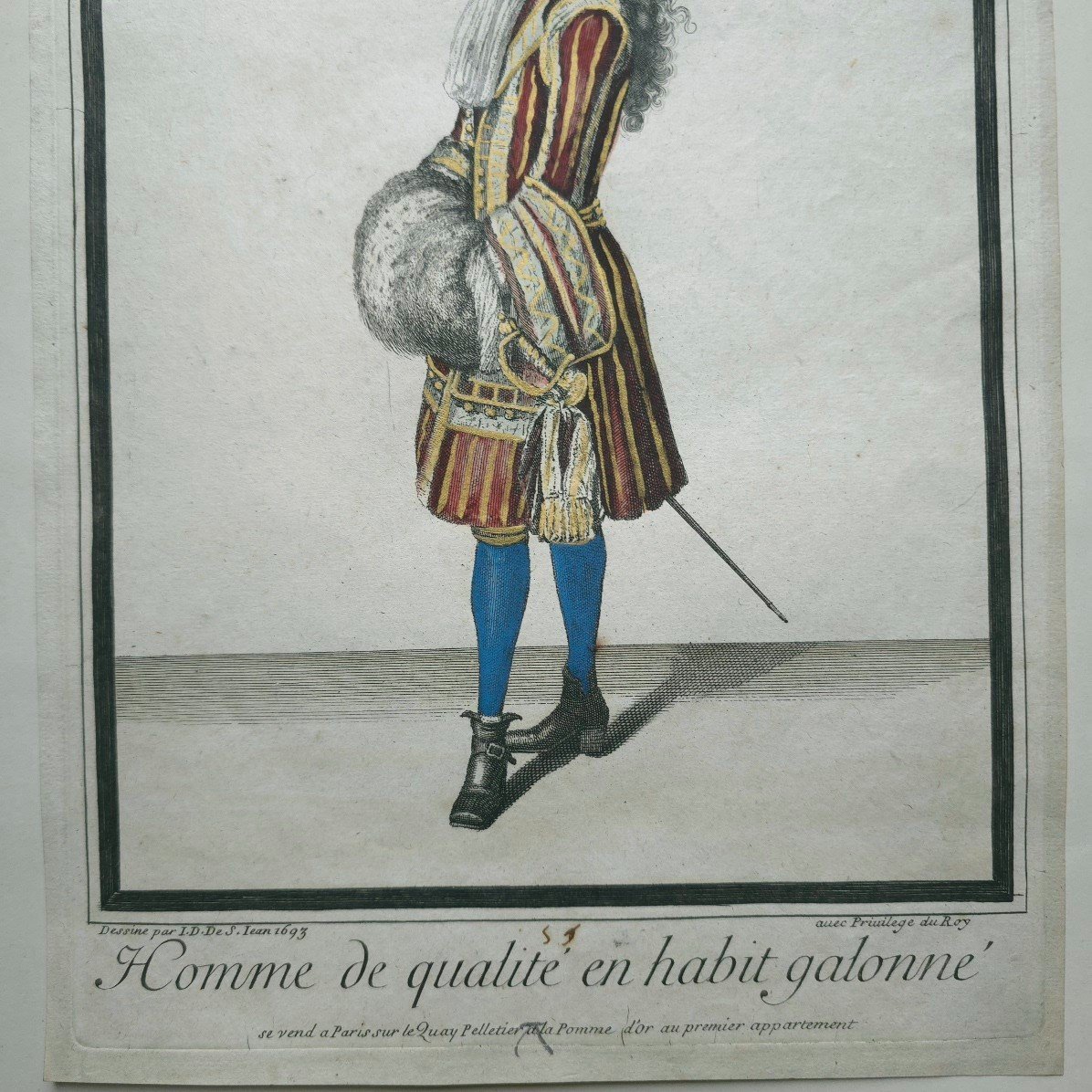 Gravure De Mode XVIIe Homme De Qualité Habit Galonné De Saint Jean 1693-photo-3