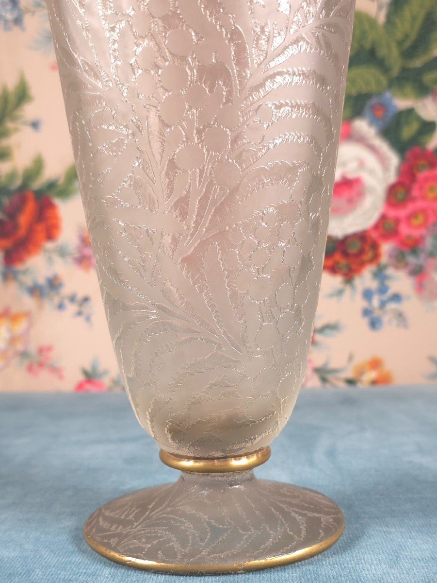 Théodore Legras (1839-1916) Vase Décor Feuille Mimosa H: 30 Cm-photo-3