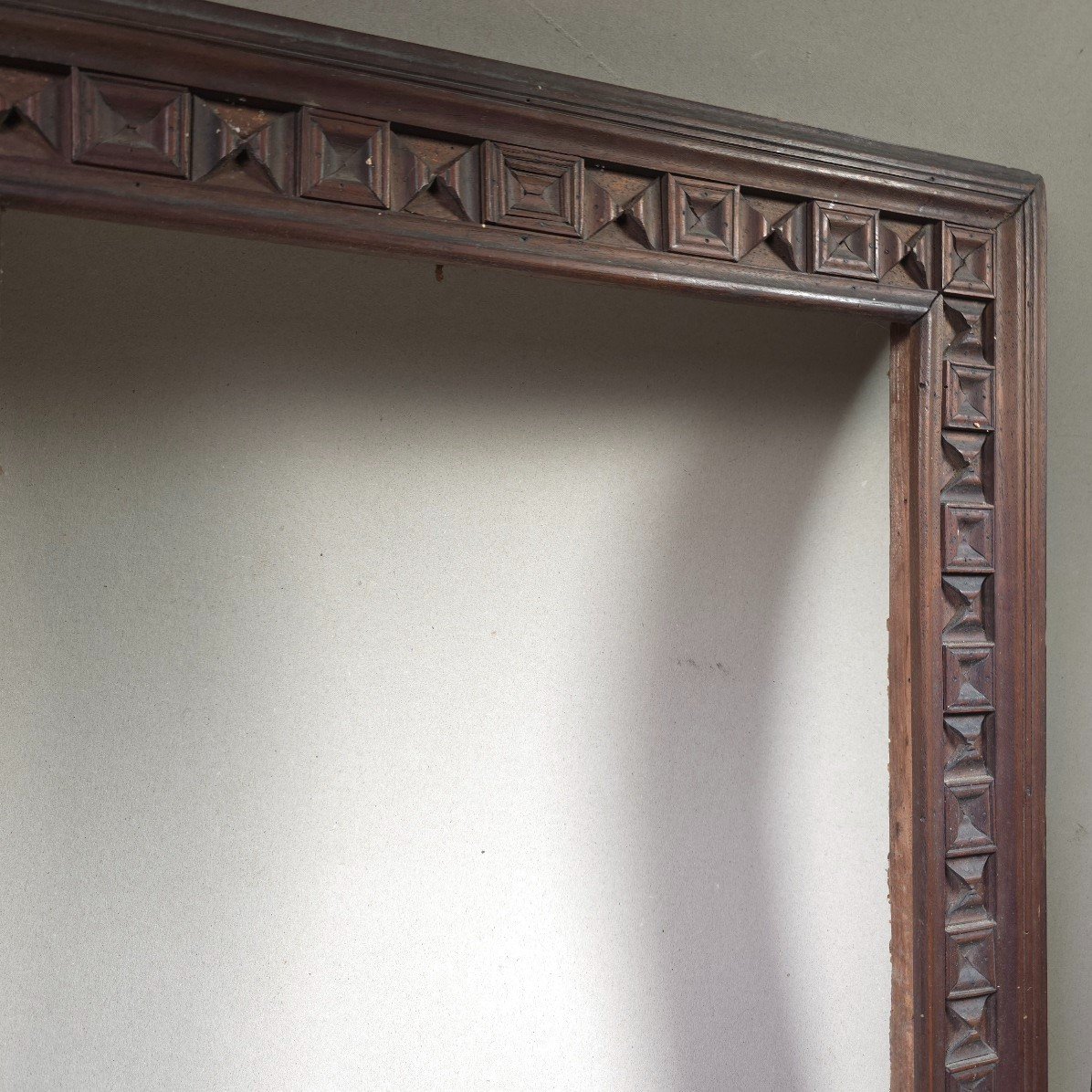 19th Century Carved Wood Frame Geometric Decor Rebate: 44.5 X 36 Cm-photo-4