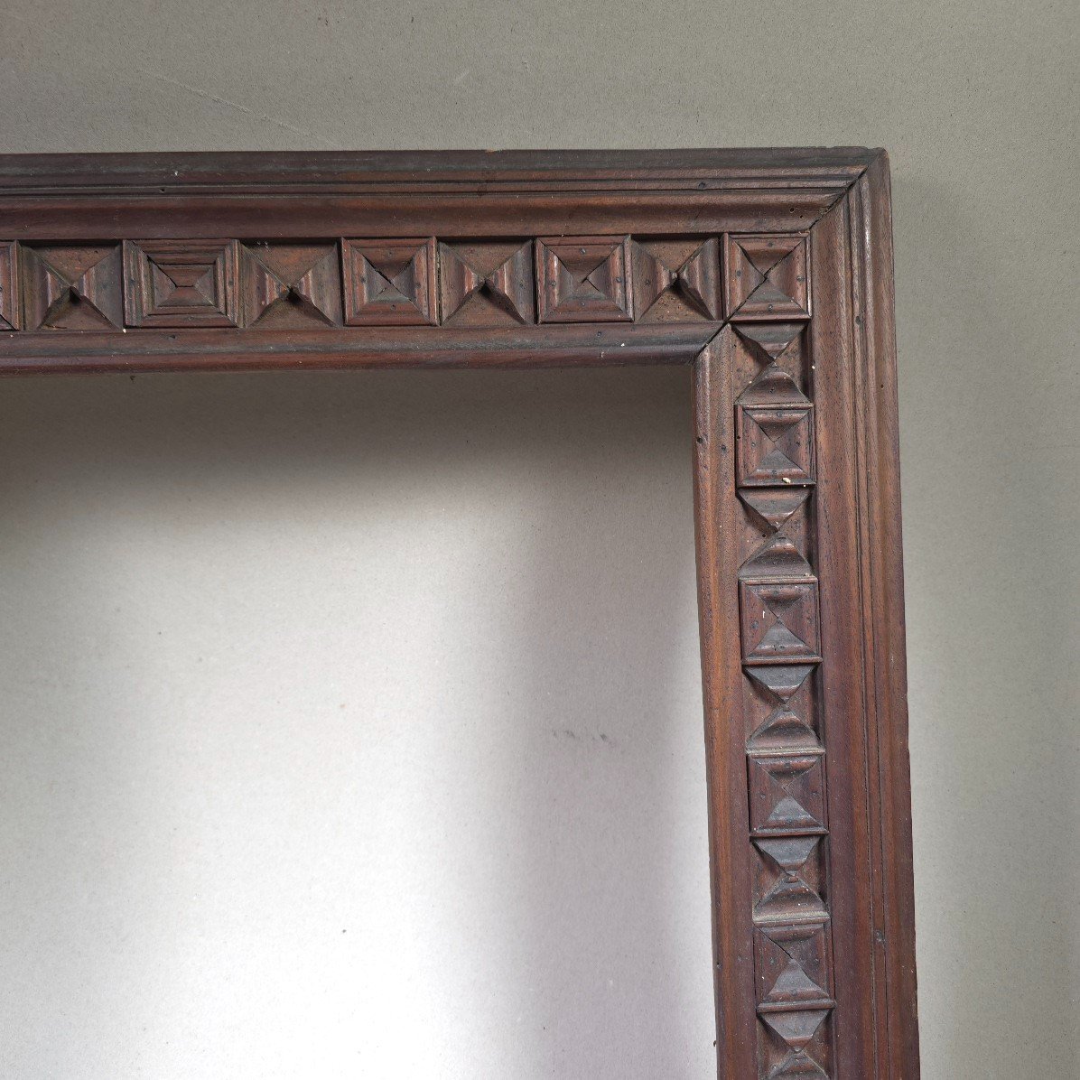 19th Century Carved Wood Frame Geometric Decor Rebate: 44.5 X 36 Cm-photo-1