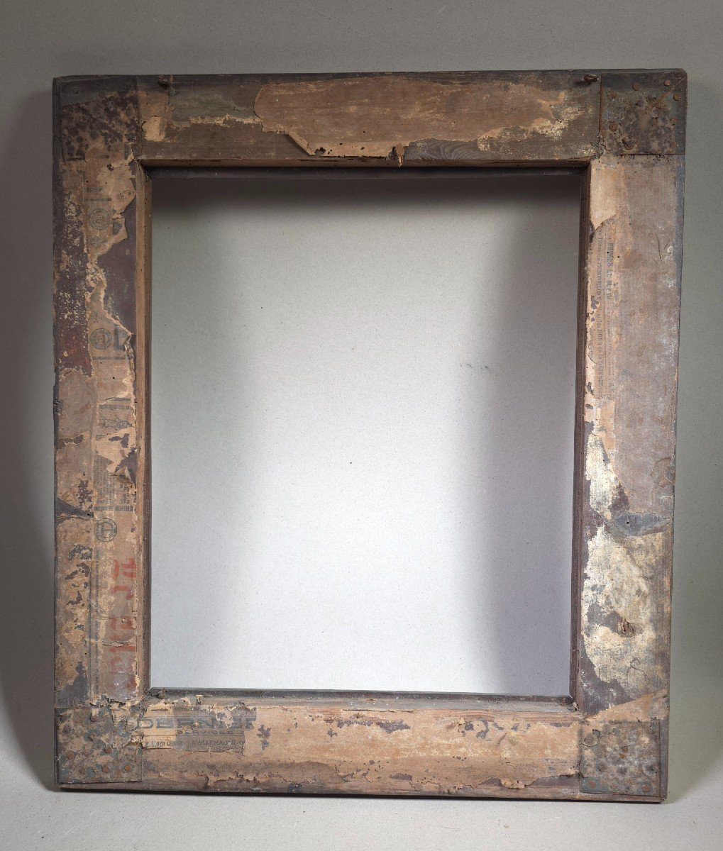 19th Century Carved Wood Frame Geometric Decor Rebate: 44.5 X 36 Cm-photo-4