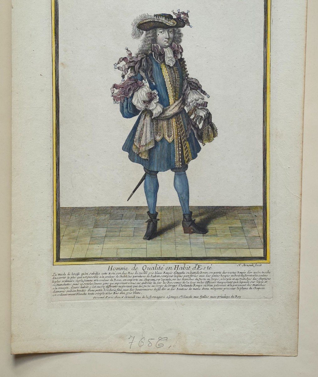 Fashion Engraving 17th Century Man Of Quality Habit d'Este St Arnoult Fexit 1693-photo-3