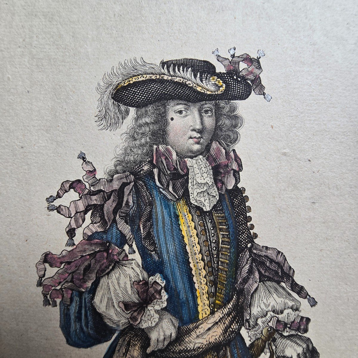 Fashion Engraving 17th Century Man Of Quality Habit d'Este St Arnoult Fexit 1693-photo-1