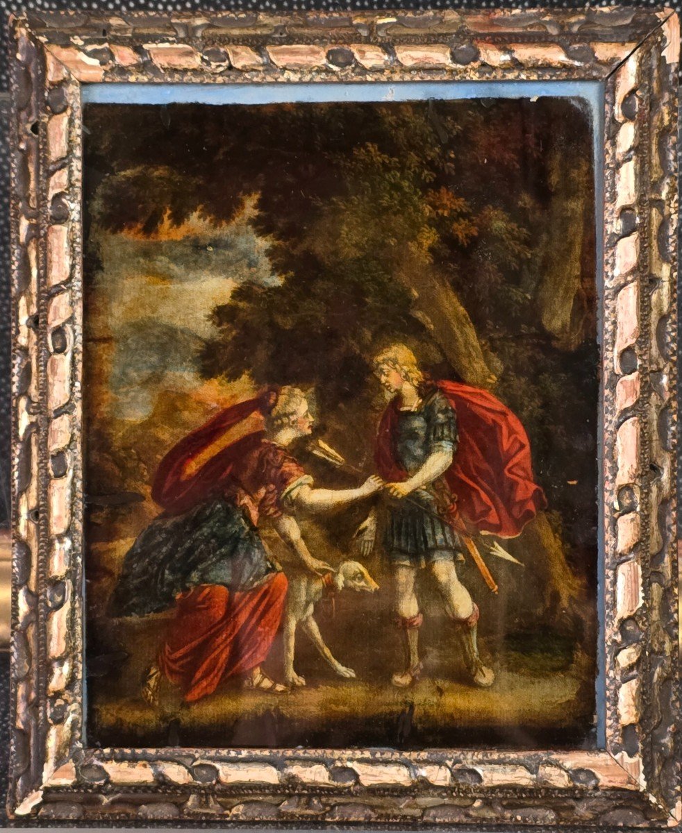 Mythological Scene Engraving Fixed Under Glass End Of 18th Century