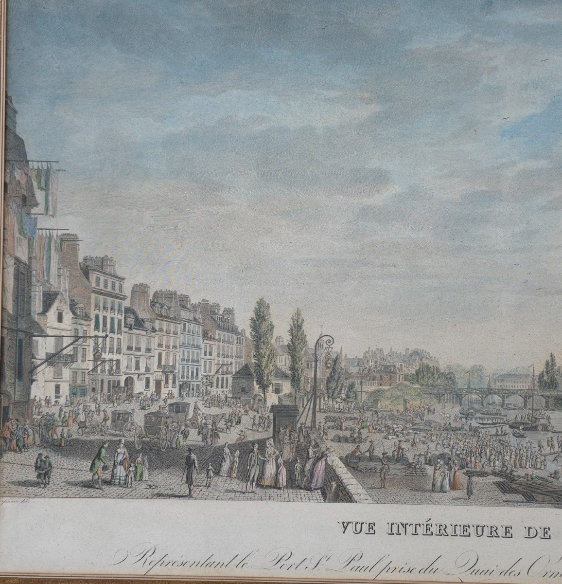 Berthault Pierre-gabriel (1737-1831) After Lespinasse Vue Intérieure De Paris Port Saint Paul -photo-2