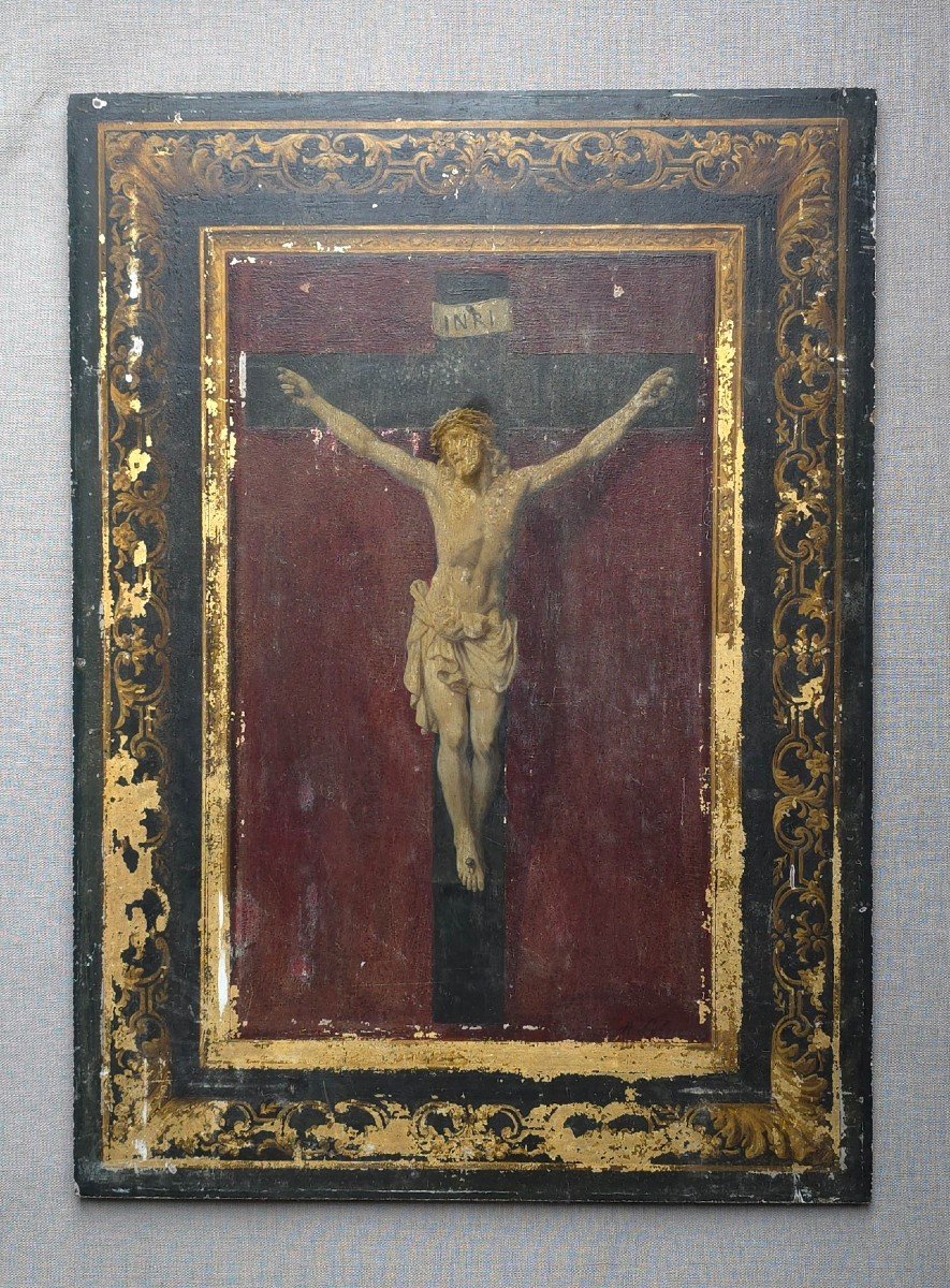 Auguste Leloir(1809-1992) Christ En Croix  52 X 33 Cm