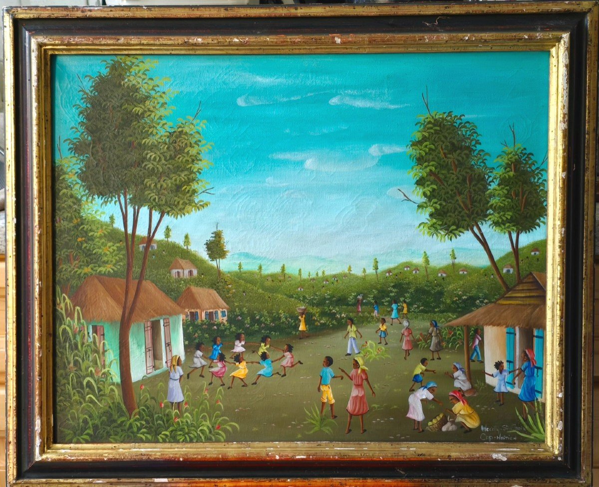 Weedly Saint Croix Cap Haitien Village Street Naive Art 