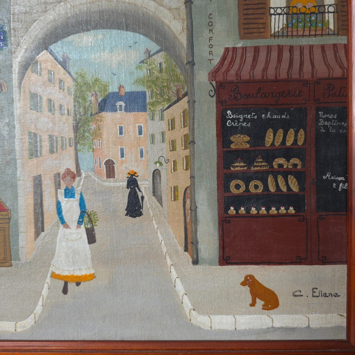 Claudine Ellena XXth The Street Of Poets In Paris Art- Naive -photo-3