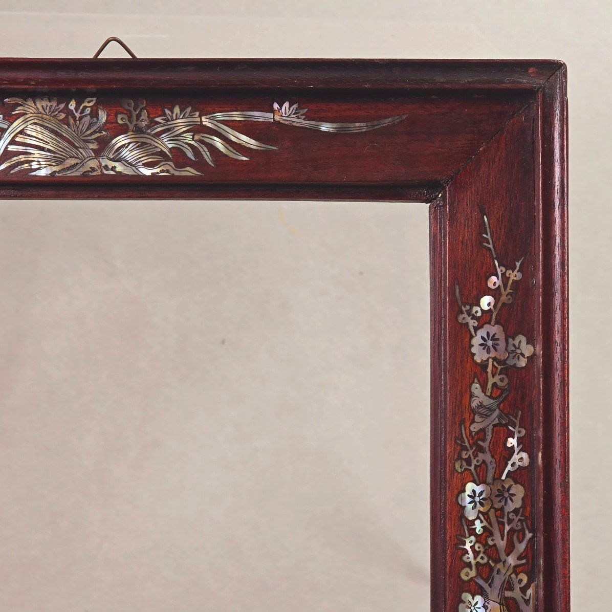 Small Asian Frame 20th Century Mother-of-pearl Marquetry-photo-3