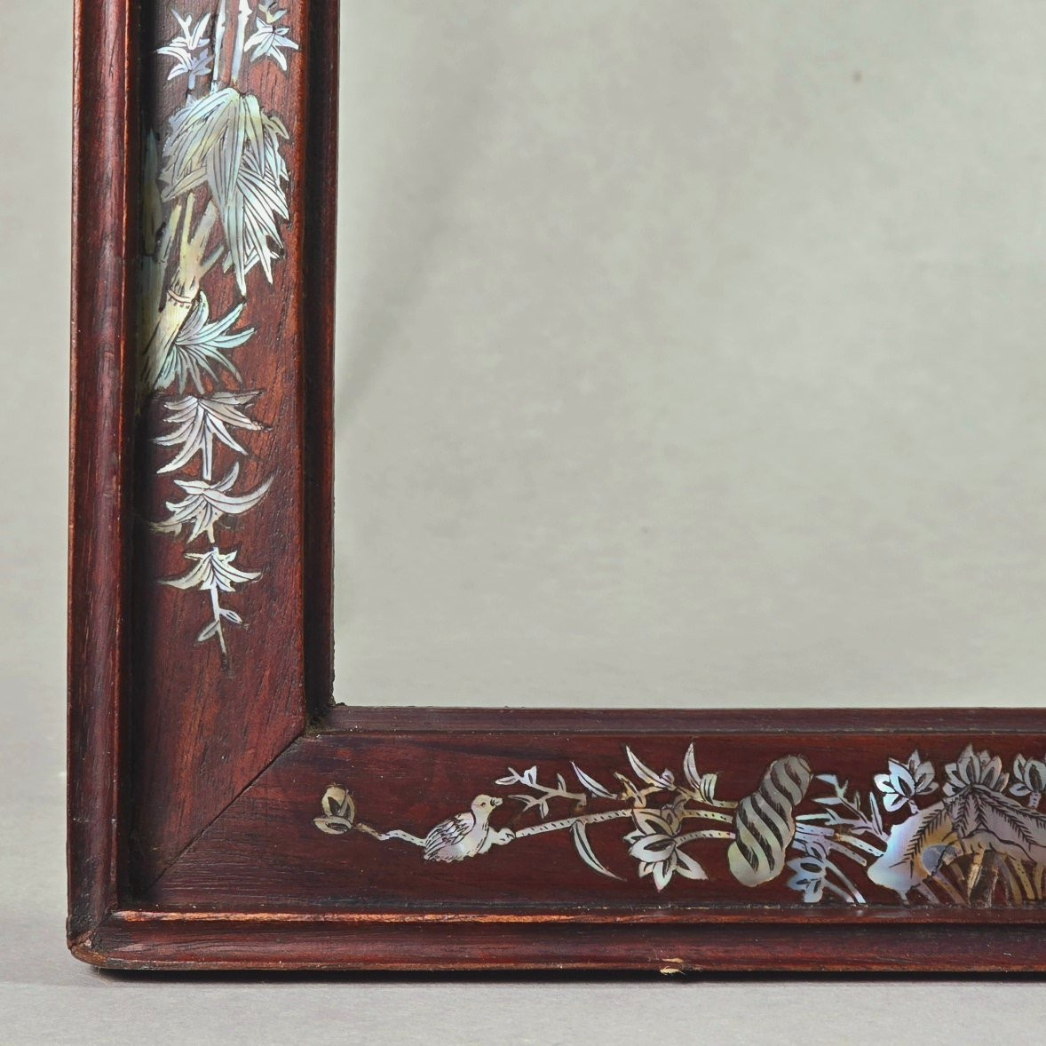 Small Asian Frame 20th Century Mother-of-pearl Marquetry-photo-4