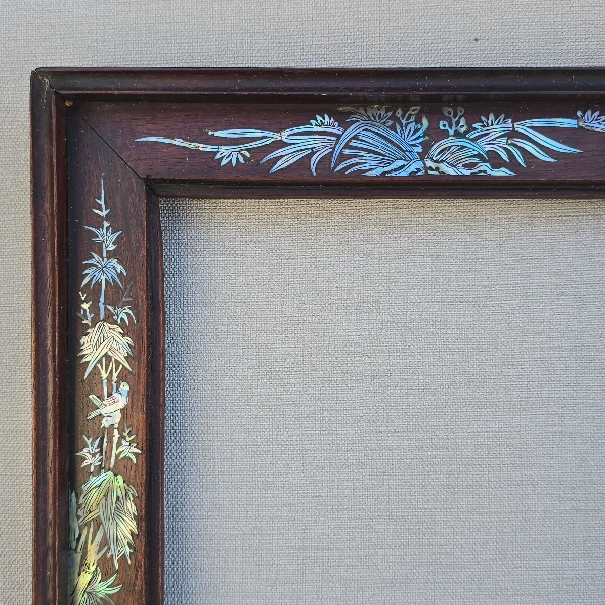 Small Asian Frame 20th Century Mother-of-pearl Marquetry-photo-2