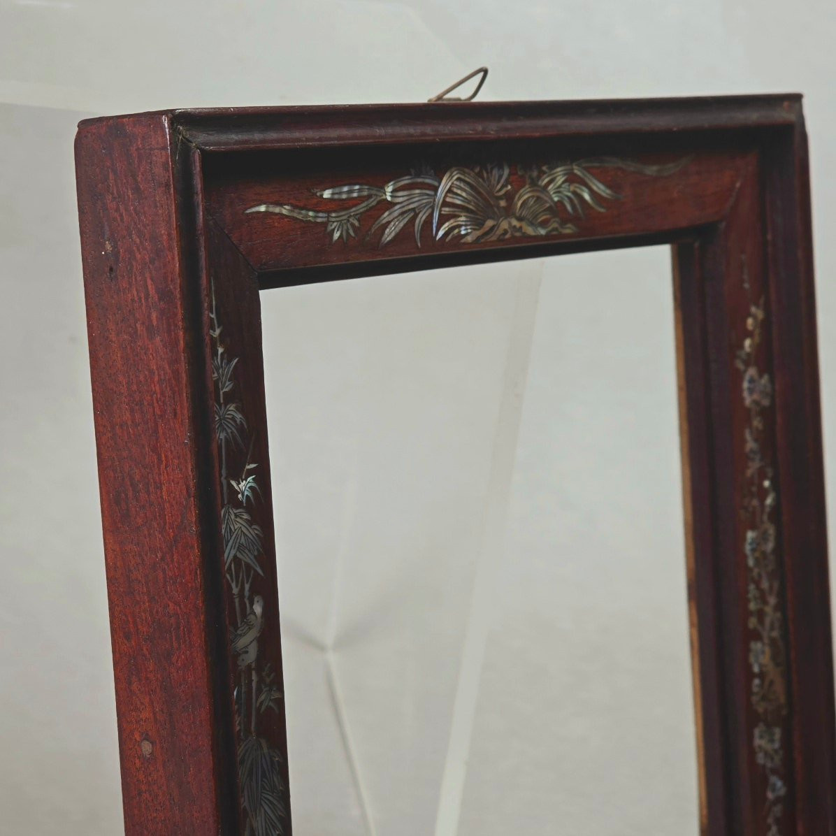 Small Asian Frame 20th Century Mother-of-pearl Marquetry-photo-2