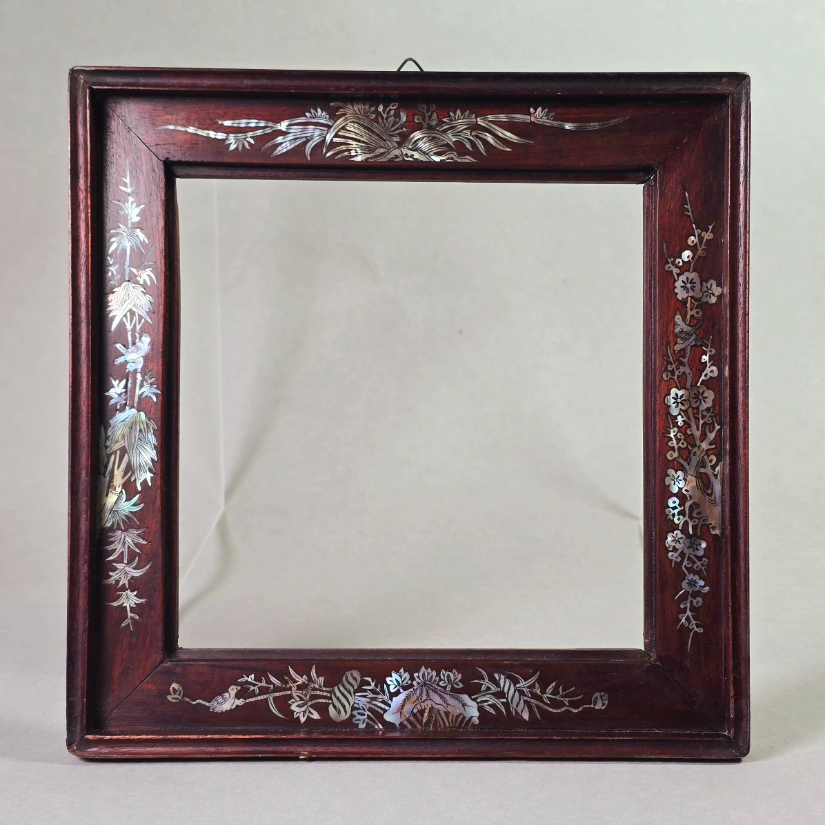 Small Asian Frame 20th Century Mother-of-pearl Marquetry-photo-4