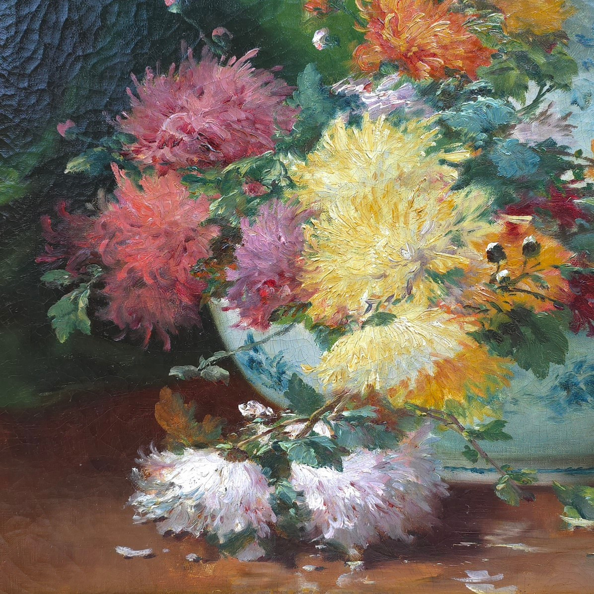 Bouquet Fleurs Signé P. Valmont pseudonyme d'Eugène Cauchois(1850-1911) Toile : 54 X 65 Cm   -photo-2