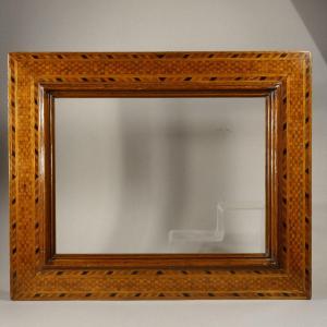 Wood Marquetry Frame Second Half Nineteenth Rebate: 31.5 X 41.5 Cm