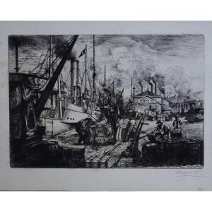 Robert-pierre Grouiller (1886 Paris-1918 Provins) Dockers Port De Dieppe  1913  Grimsey Islande