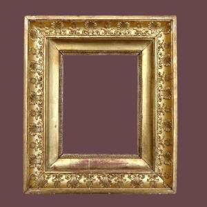 Nineteenth Frame With Palmettes Golden Stucco Wood Leaf Rebate: 22.5 X 17 Cm