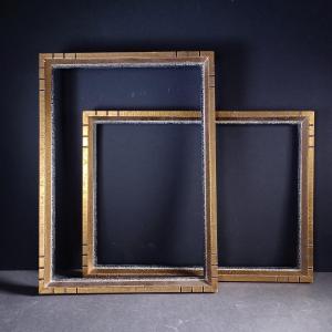 Baguette Frame 1925 Art-deco Wood Geometric Decor Rabbet: 35 X 25 Cm