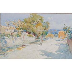 René Leverd (1872-1938) Avignon Aquarelle  Ca 1920