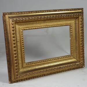 Small Gold Stucco Channel Frame 19th Century Leaf: 11 X 17 Cm