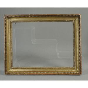 Small Frame Late 18th Century Golden Wood Decor Row Of Beads: 23.7 X 17.5 Cm