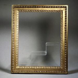 Louis XVI Style Frame Carved Wood Golden Leaf Circa 1950 Rabbet: 34 X 27 Cm