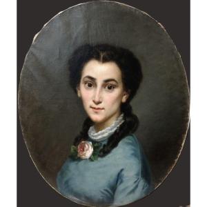 Portrait Jeune Fille XIXe école Française 