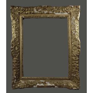 Cadre Berain XVIIIe Louis XIV Bois Doré Feuillure : 45 X 35 Cm