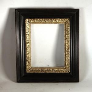 Frame Late 18th Century Blackened Wood Molding And Gilded Carved Frieze France