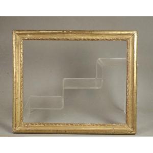 Small 18th-19th Century Gilded Wood Baguette Frame Rebate: 27 X 22 Cm