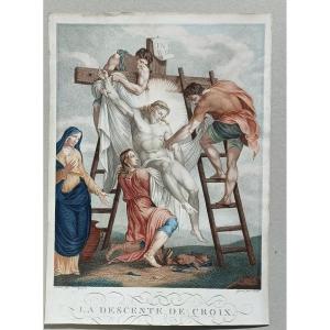 L.agricole d'Après Van Dyck  Descente De Croix Estampe Graveur  Duthé  Début XIXe 