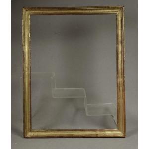 Baguette Frame End Of 18th Century Gilded Wood Rebate: 33.5 X 25.5 Cm