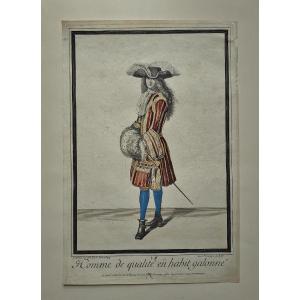 Gravure De Mode XVIIe Homme De Qualité Habit Galonné De Saint Jean 1693