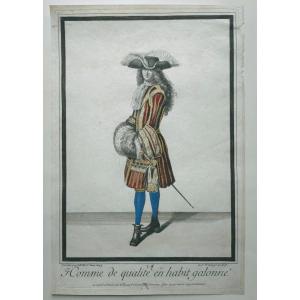 Gravure De Mode XVIIe Homme De Qualité Habit Galonné De Saint Jean 1693