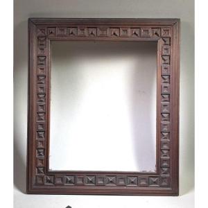 19th Century Carved Wood Frame Geometric Decor Rebate: 44.5 X 36 Cm