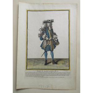 Fashion Engraving 17th Century Man Of Quality Habit d'Este St Arnoult Fexit 1693