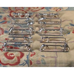 12 Art-deco Silver Metal Animal Knife Holders