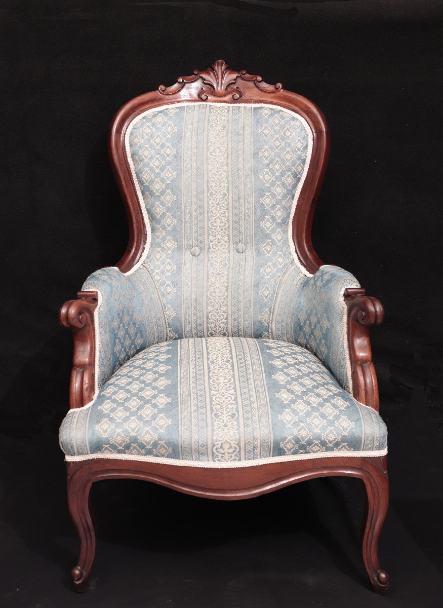 Walnut Armchair, Tuscany, 19th Century-photo-3