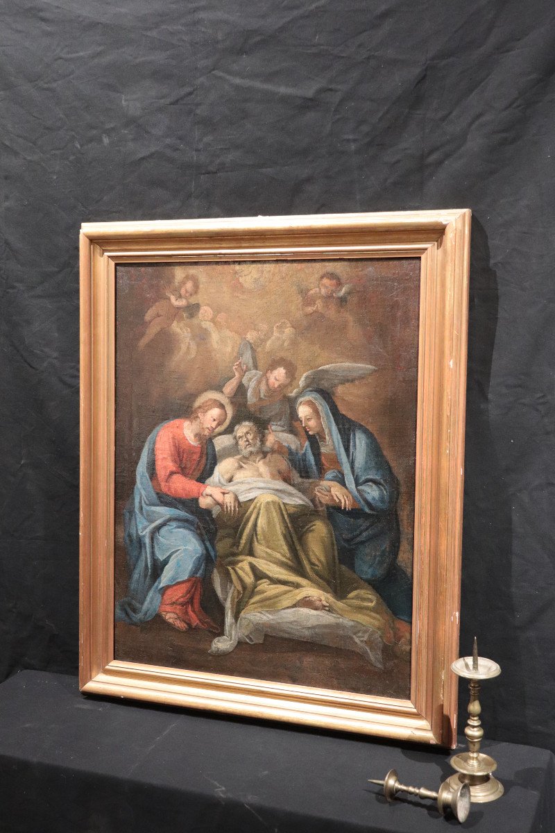 Peinture : "la Mort De Saint Joseph", 18e Siècle-photo-4