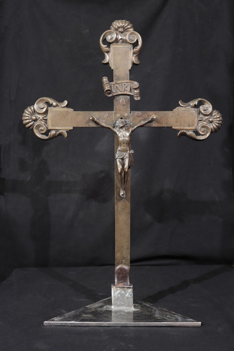 Bronze Christ With Cross, Tuscany, 16th Century